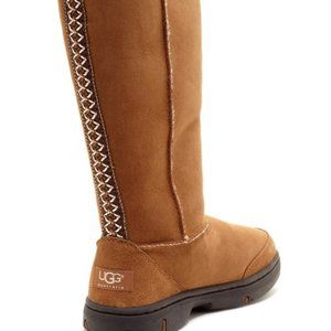 UGG AUSTRALIA Ultimate Tall Braid Chestnut Suede Boots